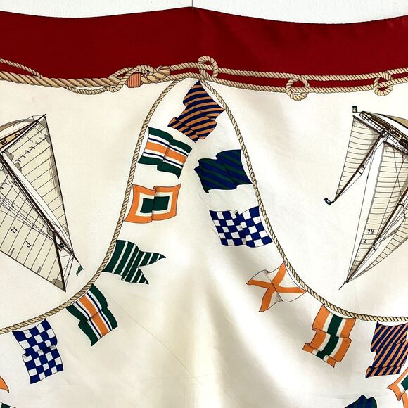 BURBERRY'S SCARF 100% Silk Made in Italy Nautical Sailboat Sailing 34.5"… - Picture 3 of 8